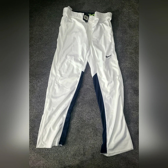 Nike Vapor Men's Baseball Pants-White and Navy Blue, Unhemmed - Picture 3 of 9